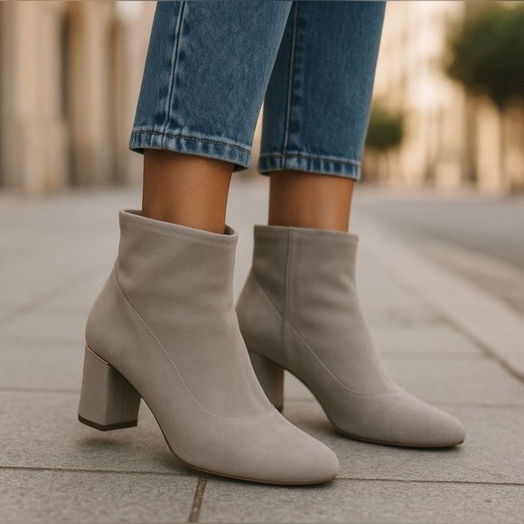 Cole Haan Laree Stretch Suede Booties in Ironstone Grey Size 7.5 - Picture 2 of 16
